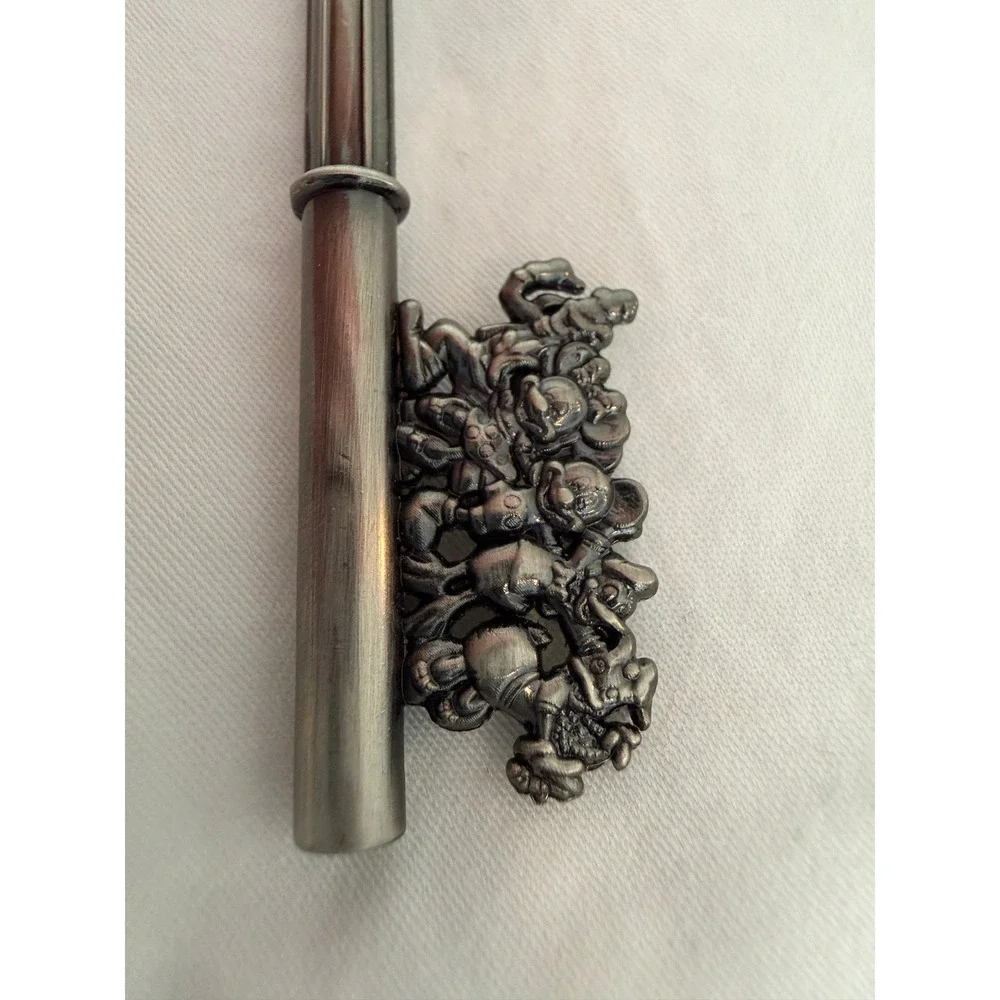 Disney Parks Mickey Mouse Filigree Skeleton Key Keychain Burnished Silver Tone
